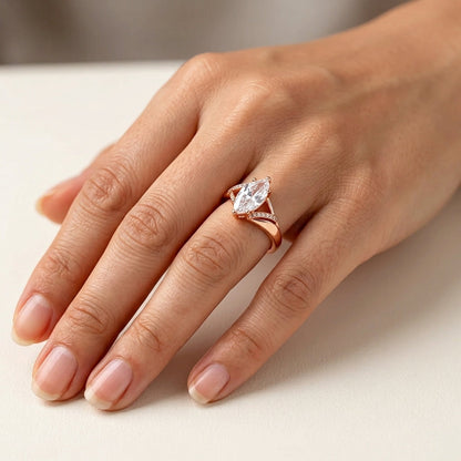 Schmuckset Weißer Zirkon Rhombus Roségold
