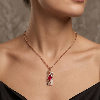 Parure Zircon Rouge Quotidien Or Rose 585 – Bague, Boucles & Collier