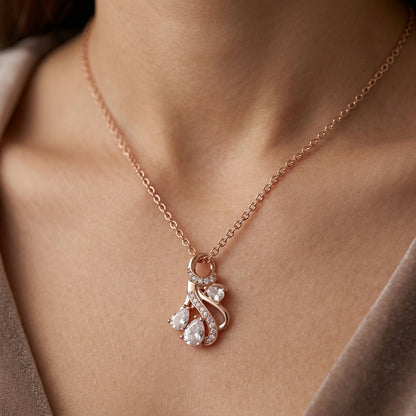 Schmuckset Ethno Hohlmuster Zirkon Braut Roségold – Ring & Kette