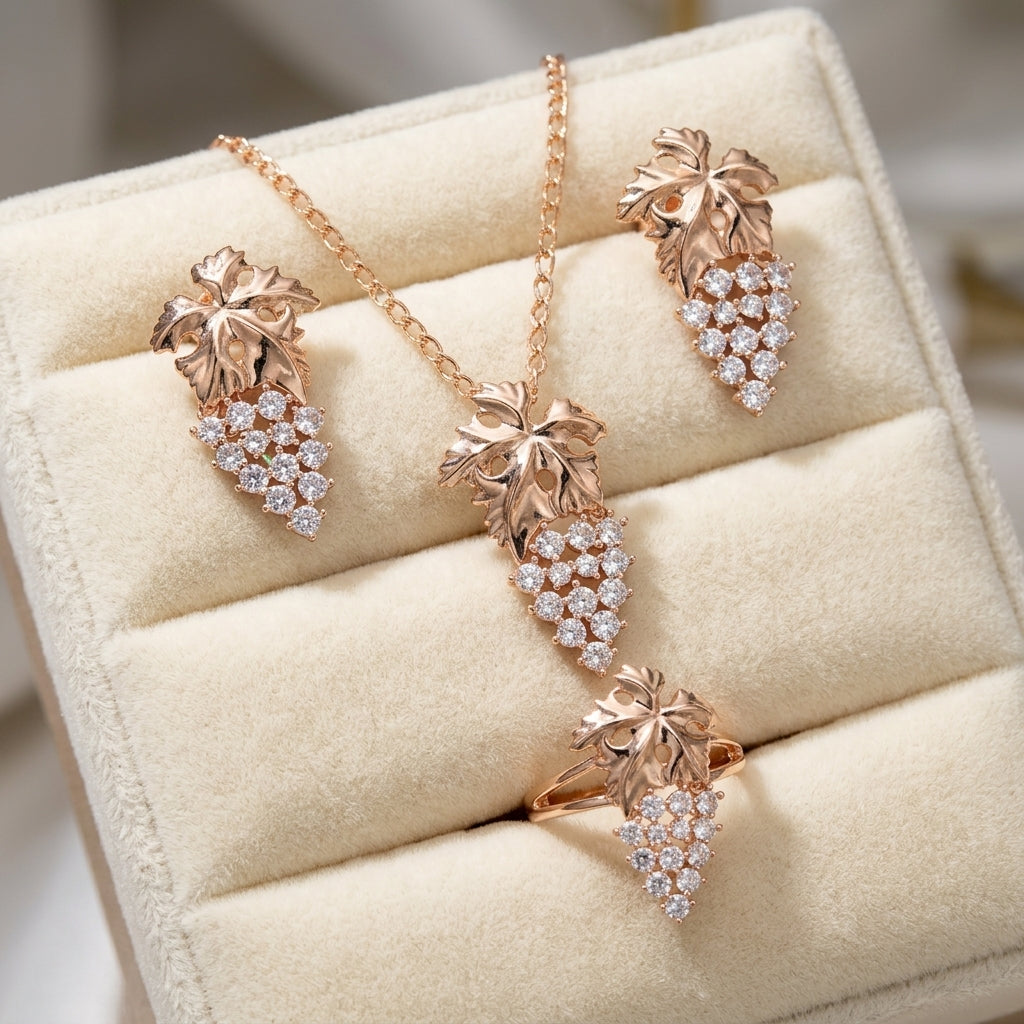 Schmuckset Trauben-Design Zirkon Roségold