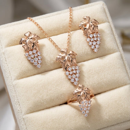 Schmuckset Trauben-Design Zirkon Roségold