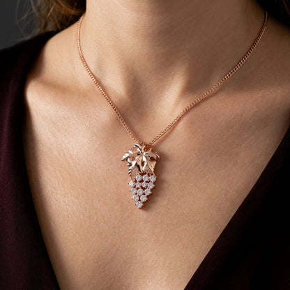 Schmuckset Trauben-Design Zirkon Roségold – Kette, Ohrringe & Ring