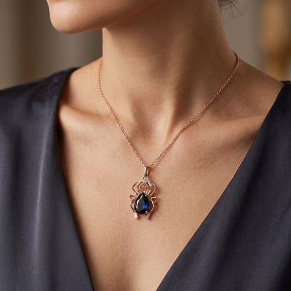 Parure Araignée Zircon Bleu Or Rose & Argent – Collier & Bague