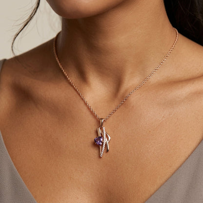 Schmuckset Lila Zirkon Hochzeit Roségold