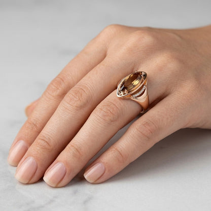 Schmuckset Braune Zirkonia Raute Roségold