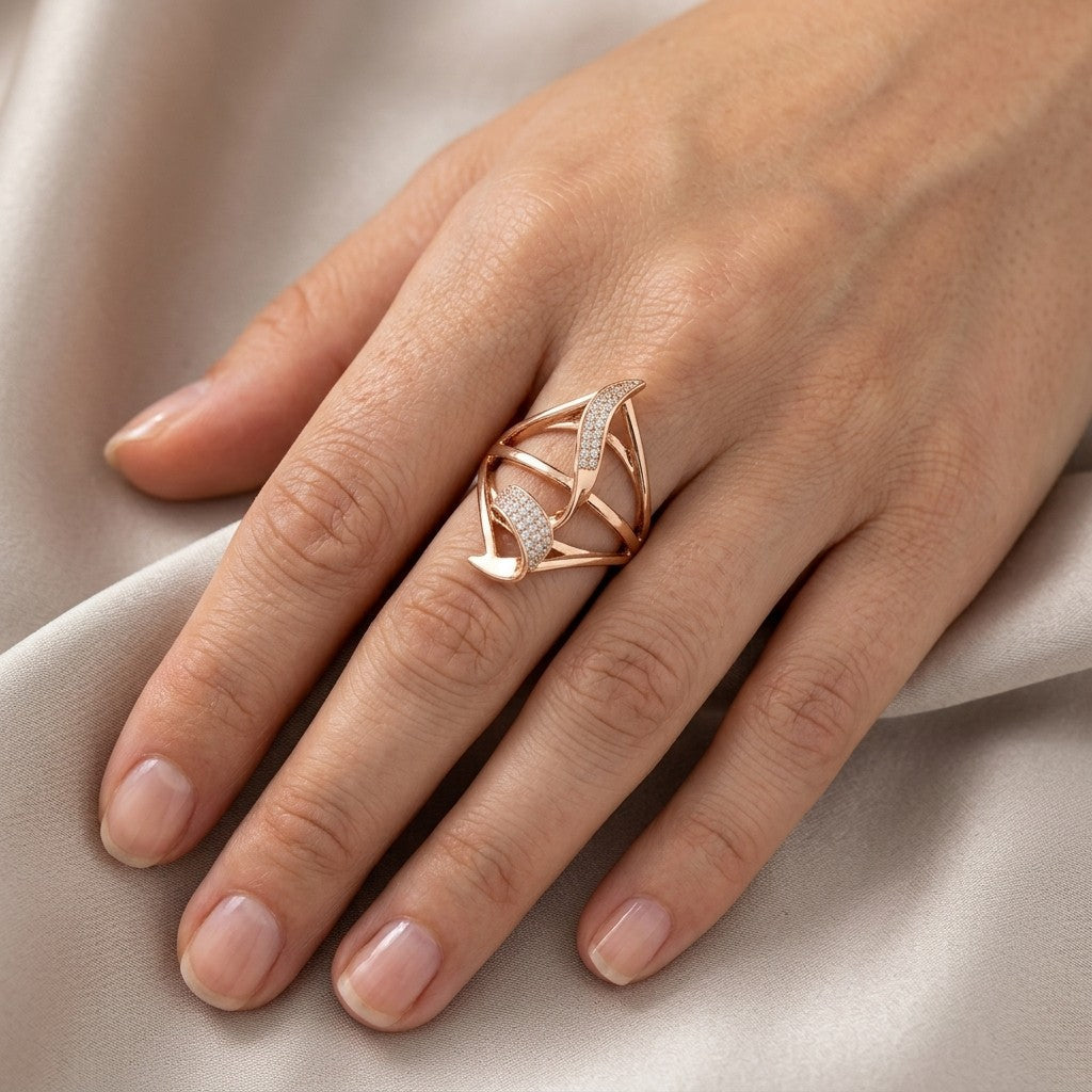 Schmuckset Geometrie Zirkon Vintage Roségold