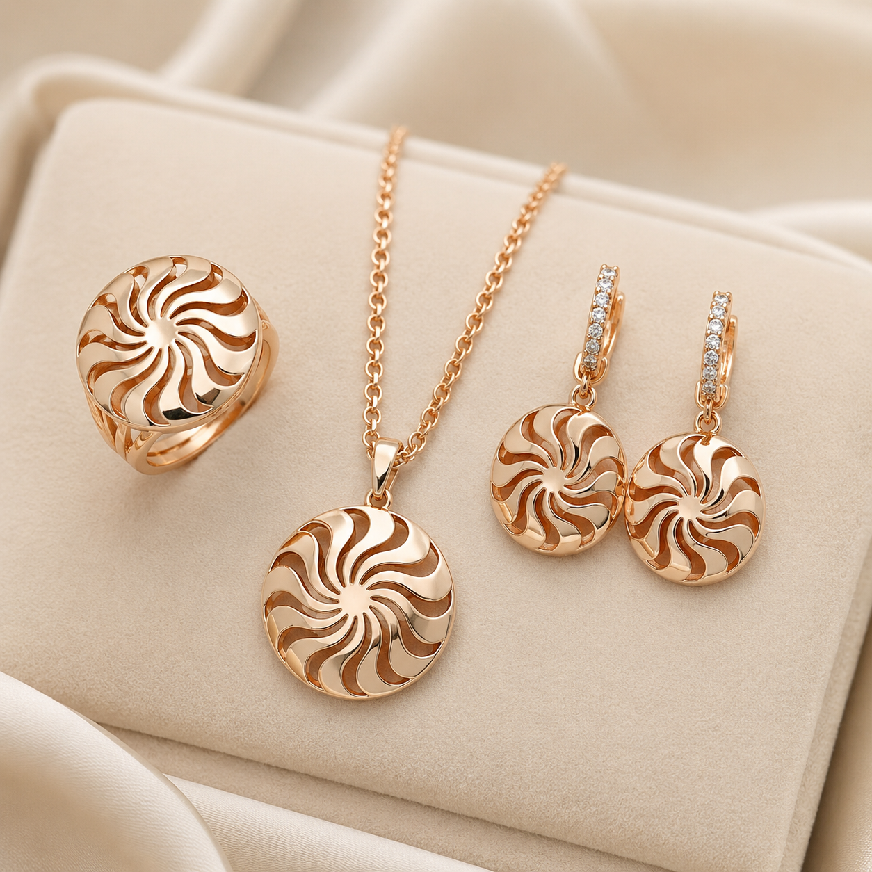 Schmuckset Braut Ethno Hohlmuster Roségold T1305