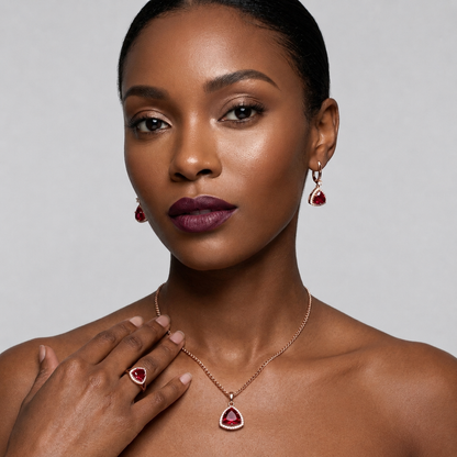 Roségold Dreiteiliges Zirkon Schmuckset Für Damen Luxus