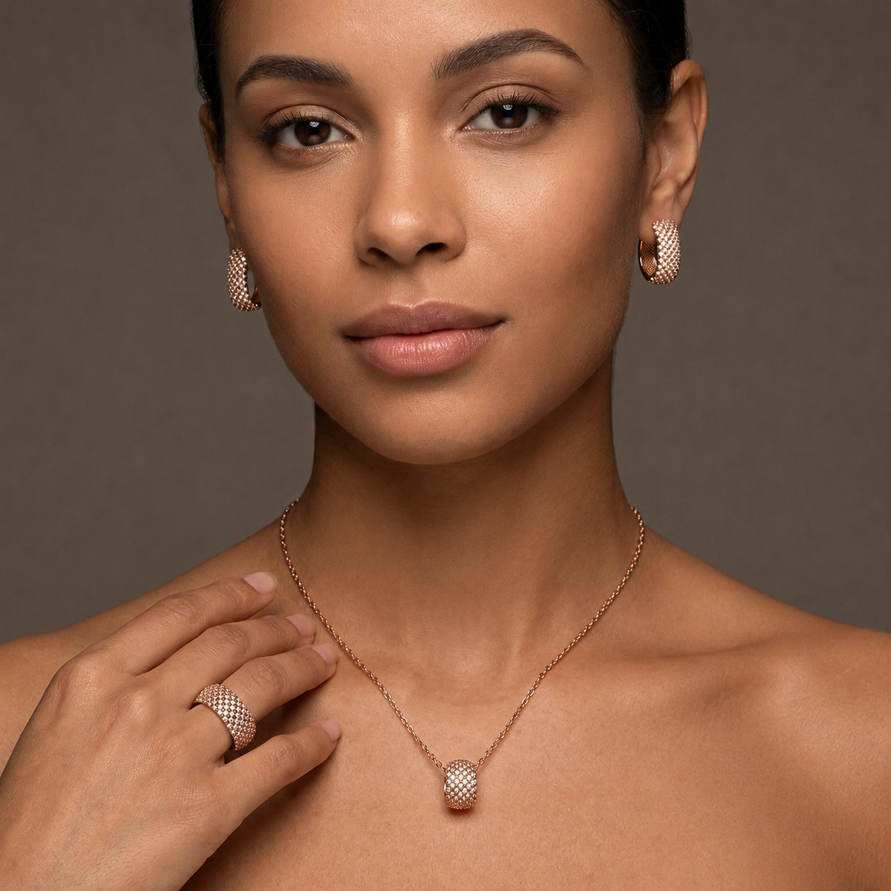 Schmuckset 585 Roségold Ethnisch Brautschmuck Zirkon