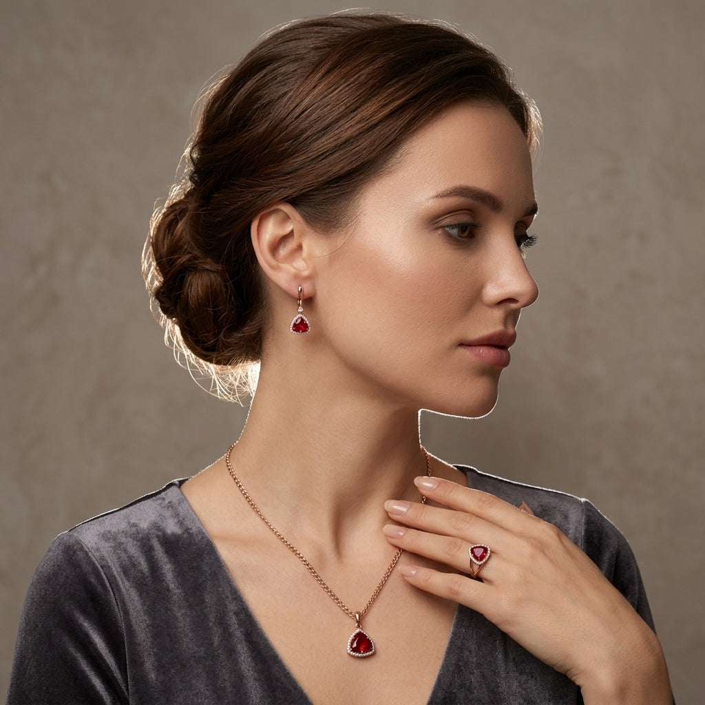 Roségold Dreiteiliges Zirkon Schmuckset Für Damen Luxus