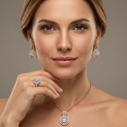 Zirkon Schmuckset Damen Roségold Silber