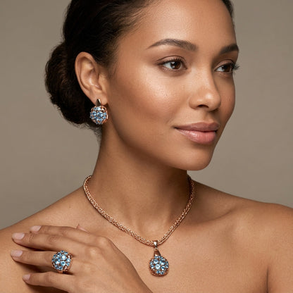 Schmuckset Blauer Zirkon Alltagsschmuck Roségold