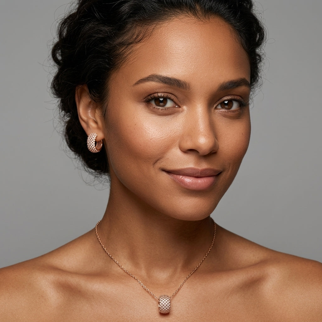 Schmuckset 585 Roségold Ethnisch Brautschmuck Zirkon