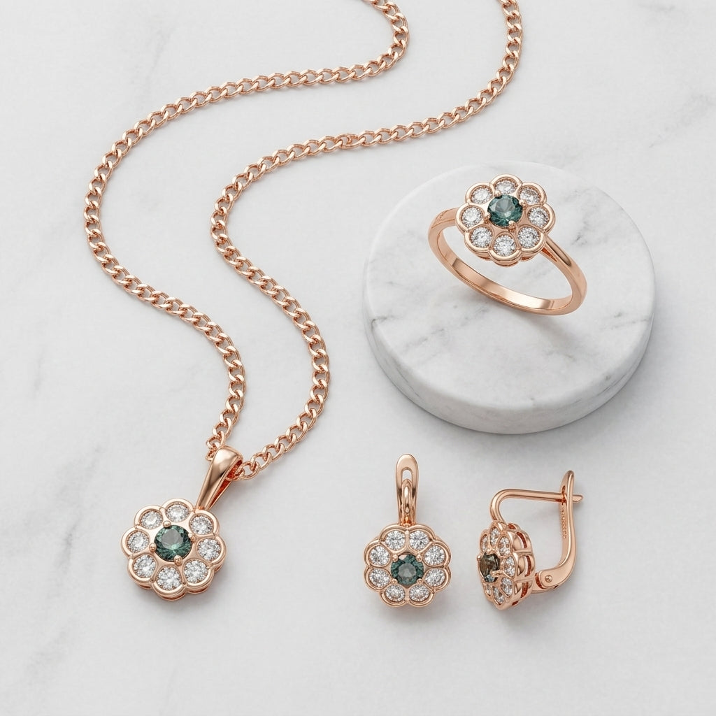 Schmuckset Bunter Zirkon Luxus Roségold
