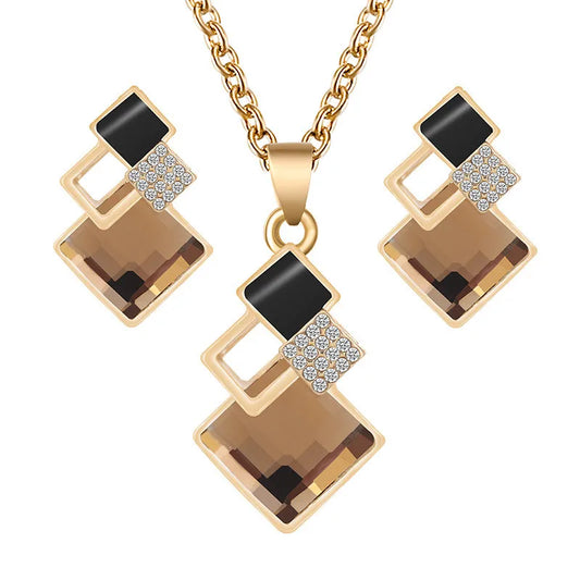 Kristall Schmuckset für Frauen – elegante Halskette und Ohrringe für Hochzeiten