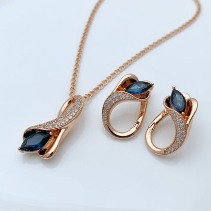 Hochglänzende Lila Zirkon Schmucksets Damen 585 Roségold Ring Ohrringe Halskette