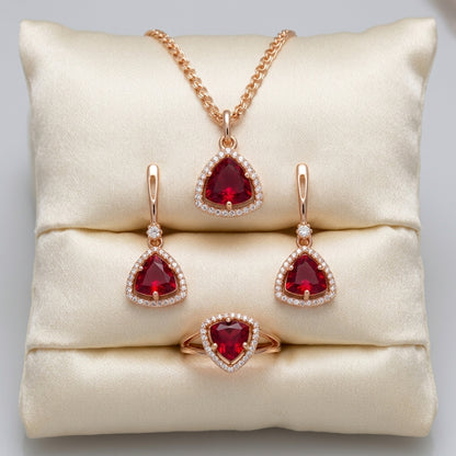 Roségold Dreiteiliges Zirkon Schmuckset Für Damen Luxus