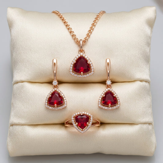 Roségold Dreiteiliges Zirkon Schmuckset Für Damen Luxus