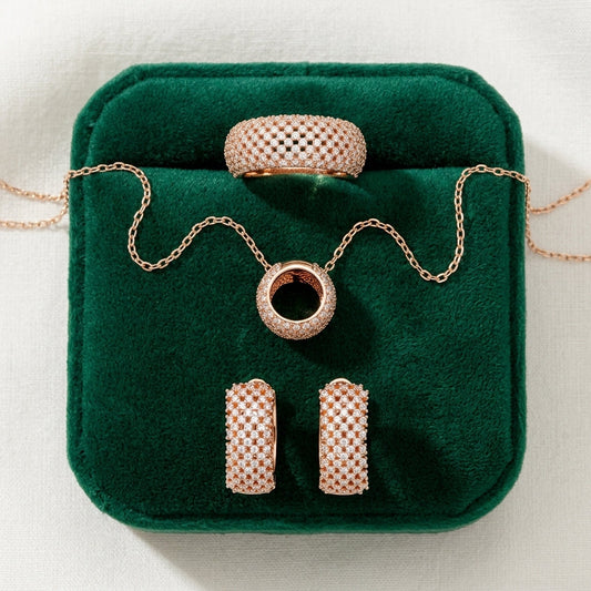 Schmuckset 585 Roségold Ethnisch Brautschmuck Zirkon