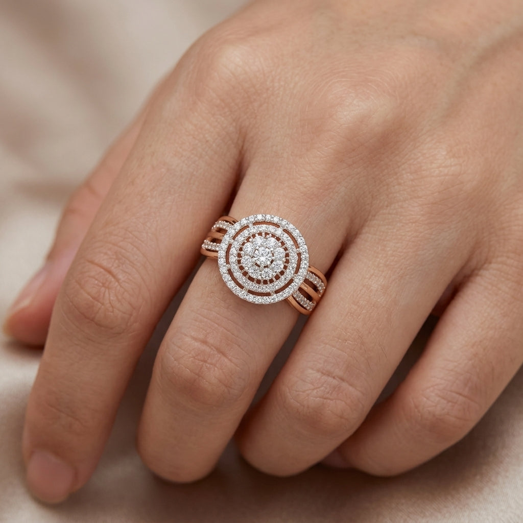 Zirkon Schmuckset Für Damen Ring Ohrringe Halskette Rosegold