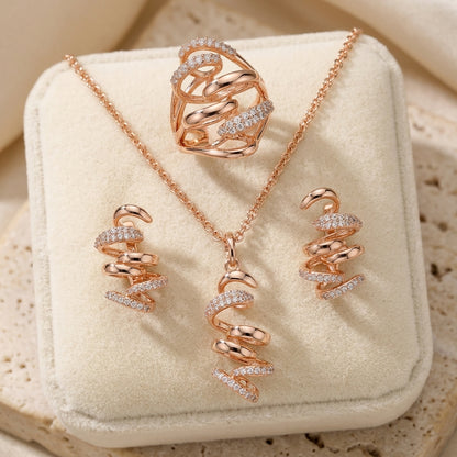 Rose Gold Hochzeit Schmuck Set Geometrische Zirkon Damen