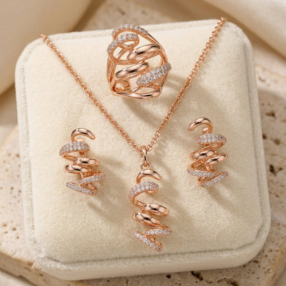 Rose Gold Hochzeit Schmuck Set Geometrische Zirkon Damen