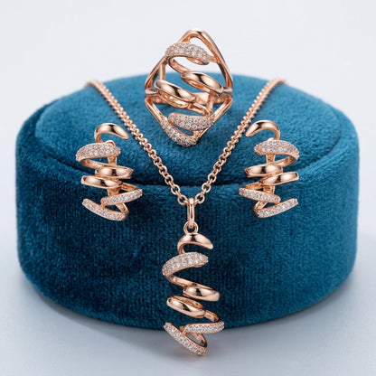 Rose Gold Hochzeit Schmuck Set Geometrische Zirkon Damen
