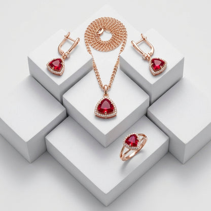 Roségold Dreiteiliges Zirkon Schmuckset Für Damen Luxus