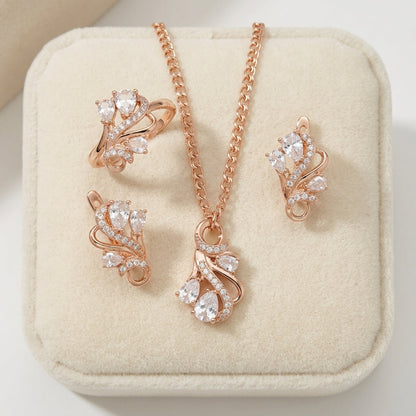 Schmuckset Ethno Hohlmuster Zirkon Braut Roségold