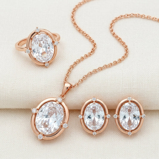Schmuckset Ovaler Zirkon Alltagsschmuck Roségold