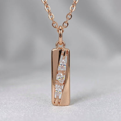 Weiß Quadrat Zirkonia Schmuckset Rose Gold
