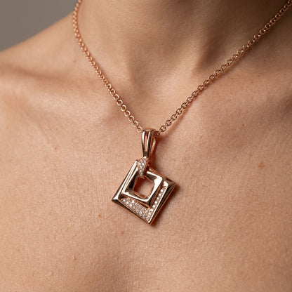 Rose Gold Schmuckset Hochzeit Zirkon Quadrat Ring Ohrringe