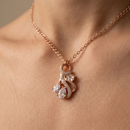 Schmuckset Ethno Hohlmuster Zirkon Braut Roségold – Ring & Kette