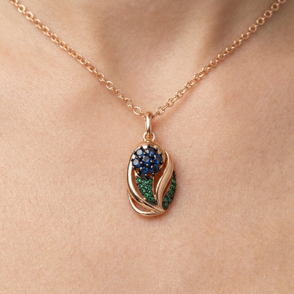 Schmuckset Roségold Zirkon Blau Grün Vintage