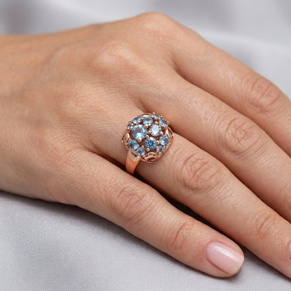 Schmuckset Blauer Zirkon Alltagsschmuck Roségold – Ring & Kette