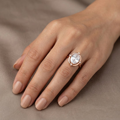 Schmuckset Ovaler Zirkon Alltagsschmuck Roségold – Ring & Kette