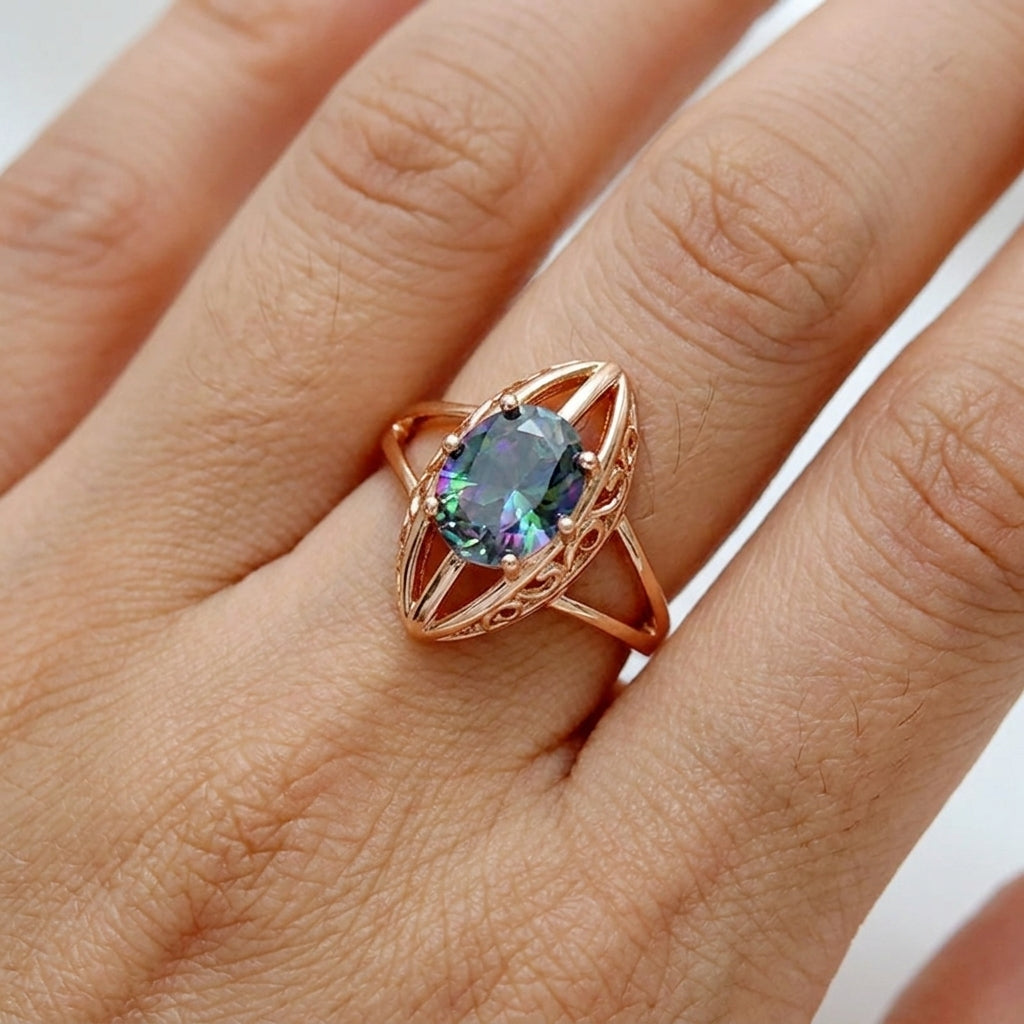 Rosegold Schmuckset 3tlg Zirkon Ohrringe Ring Halskette