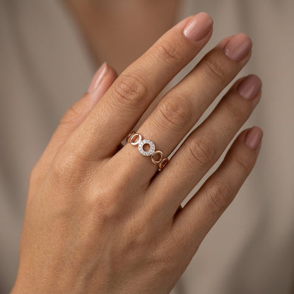 Schmuckset Zirkon Ring Ohrringe Halskette 585 Roségold Hochzeit