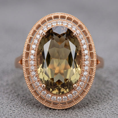Parure Zircon Ovale Marron Mariage Femme Or Rose