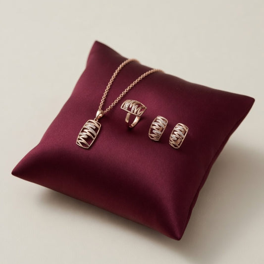 Roségold Hochzeit Schmuck Set Zirkonia Damen Elegant