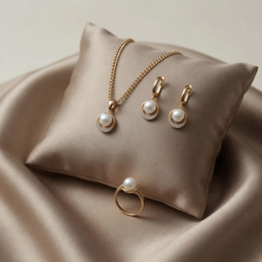 Roségold Perlen Schmuckset Ethnisch Geometrisch Mit Zirkon