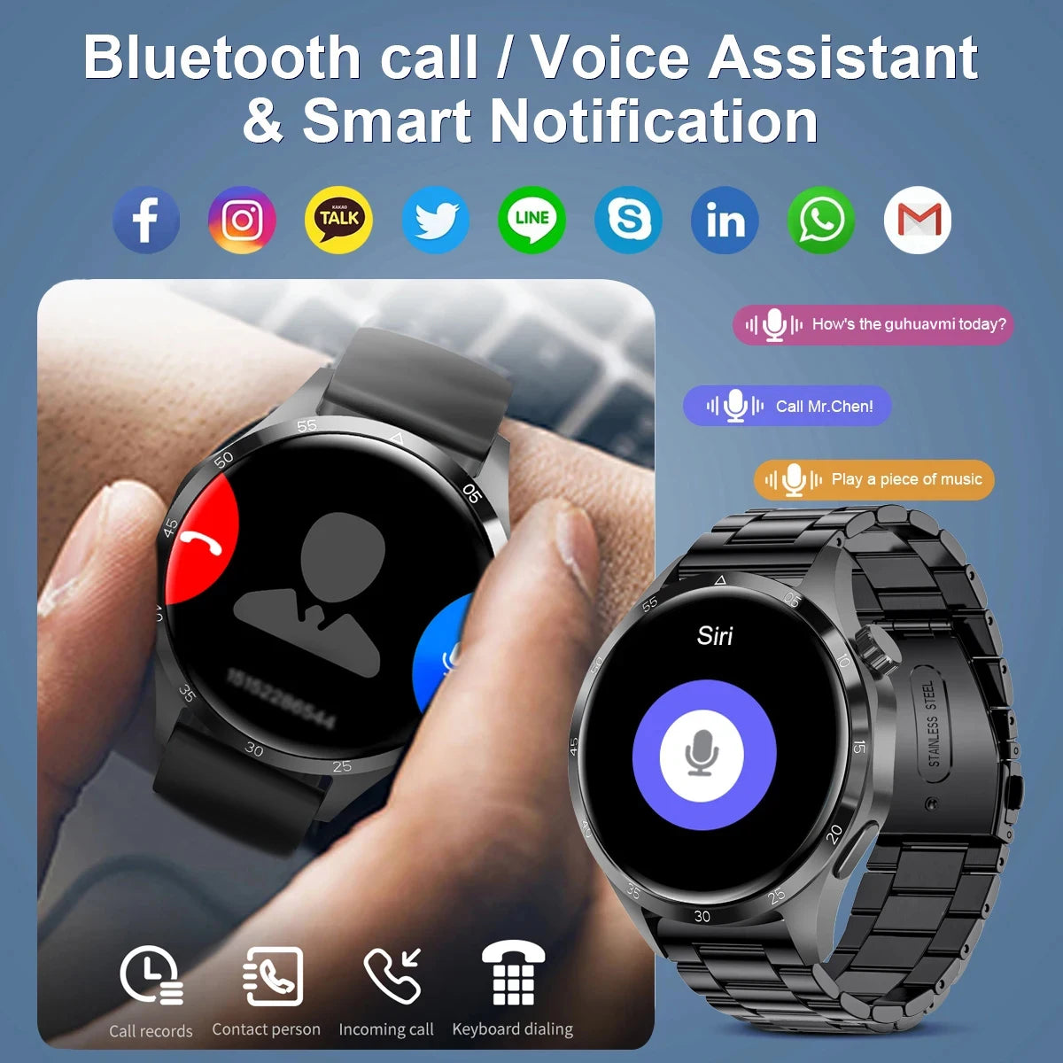 Smartwatch GT4 Pro GPS AMOLED Bildschirm, Bluetooth, Wasserdicht Gesundheitsuhr Smart Watch RDFIT APP