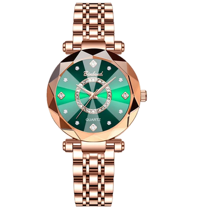 Kristalluhr für Damen von BINBOND Ocean Star – Luxuriös in Roségold