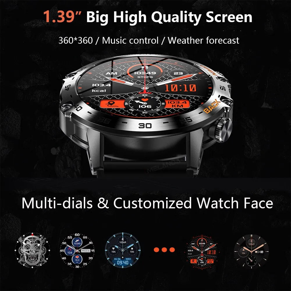 Smartwatch Bluetooth Anruf Wasserdicht Männer Smart Watch Android Gesundheitsuhr Amoled Smart Watch