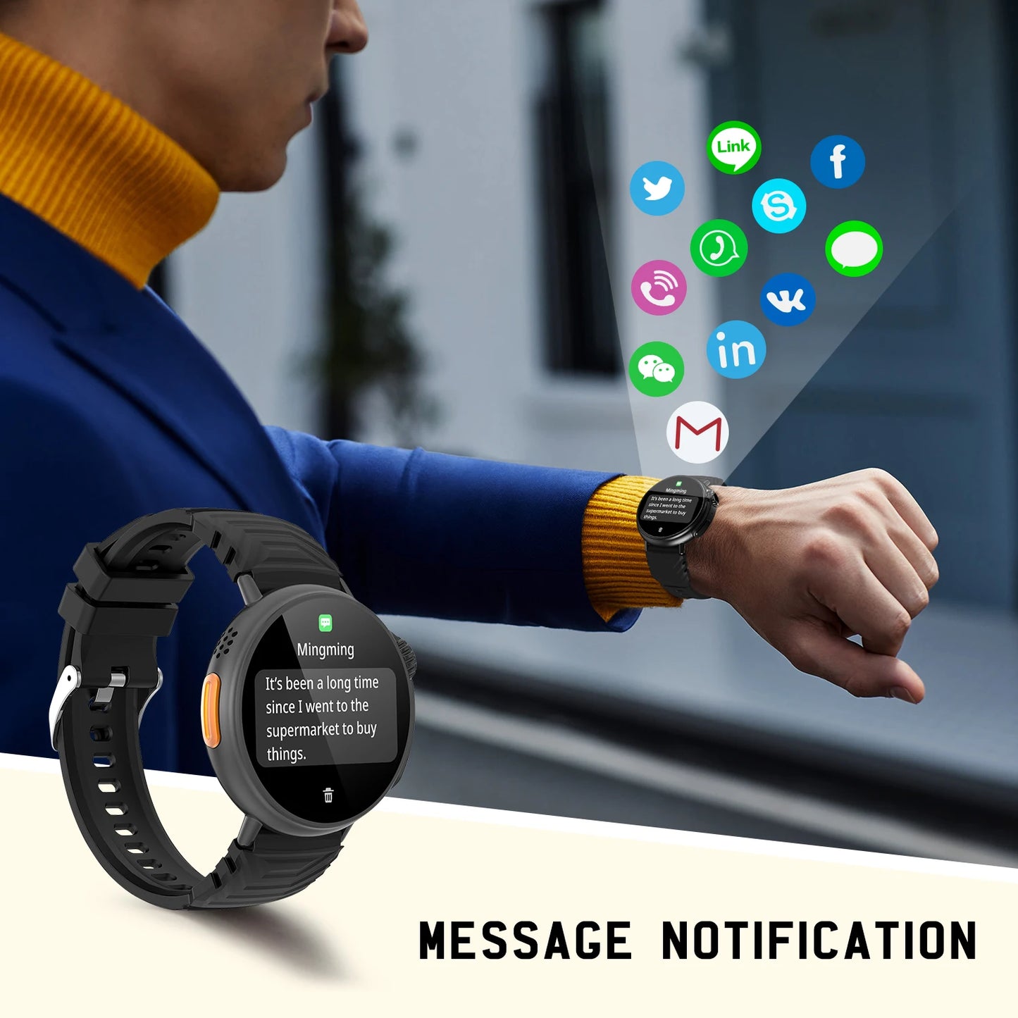 Fitness Smartwatch mit Bluetooth-Anruf, Herzfrequenz-Tracker und Musiksteuerung