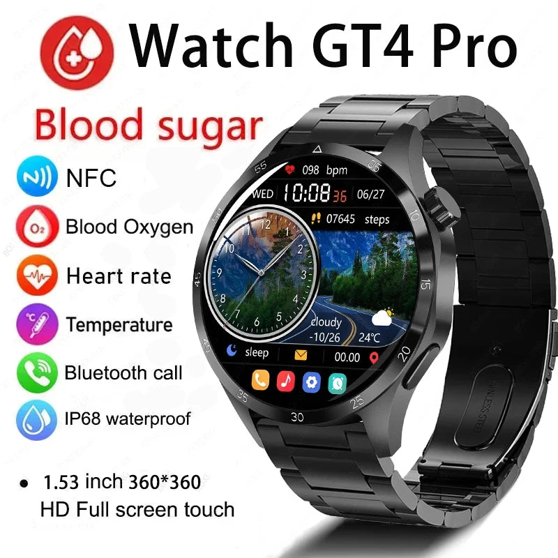 Smartwatch GT4 Pro GPS AMOLED Bildschirm, Bluetooth, Wasserdicht Gesundheitsuhr Smart Watch RDFIT APP