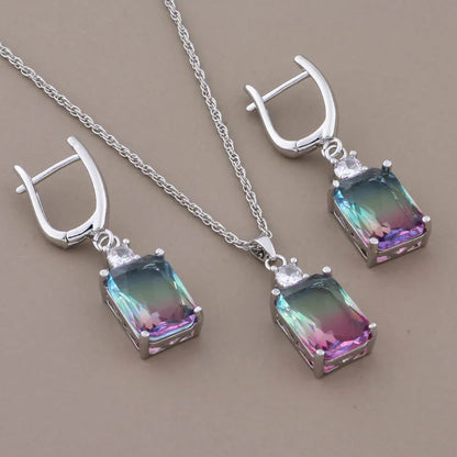 Luxus Hochwertige Zirkon Quadratische Ohrringe Set 585 Roségold Schmuck für Frauen