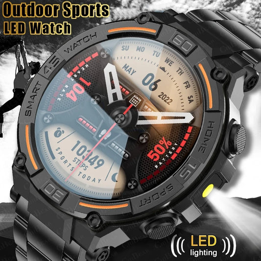 Smartwatch Gesundheitsuhr Telefonieren LED Outdoor-Sport Uhr Voice Assistent GPS Fitness-Tracker  Bluetooth