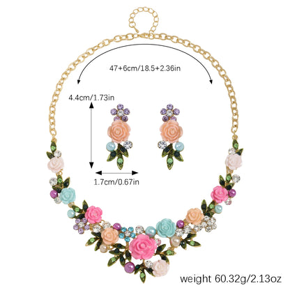 Blumen Schmuckset: Elegante Halskette und Ohrringe für festliche Anlässe