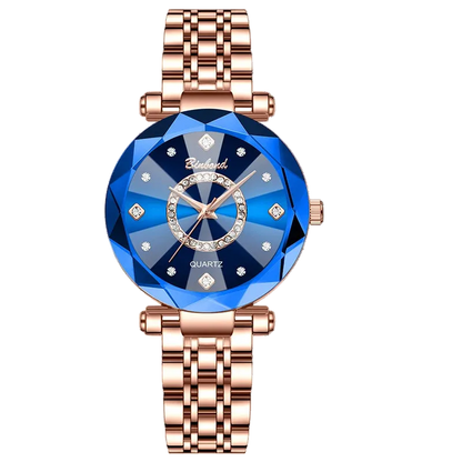 Kristalluhr für Damen von BINBOND Ocean Star – Luxuriös in Roségold